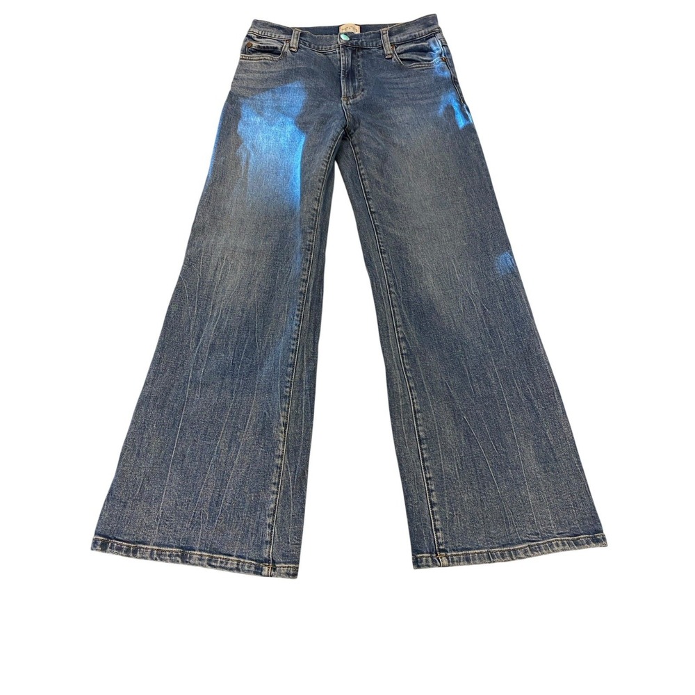 Alice + Olivia Jeans Sz 27 High Rise Wide Leg Bell Bottom Denim Distressed⁠
